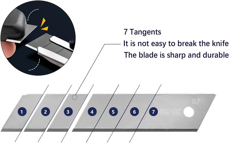 HIEMTE Tools 20Pcs 25mm Utility Knife Replacement Blades Snap off 60 Degree，Blades for Utility Knife and 25mm Box Cutter - Razor Sharp SK4 Steel - Image 4